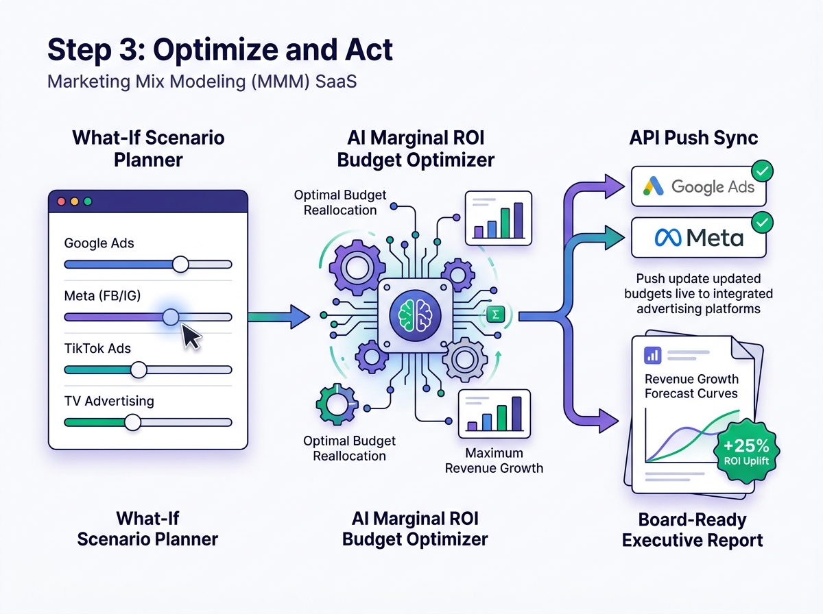 Optimize & Act — budget reallocation and scenario planning